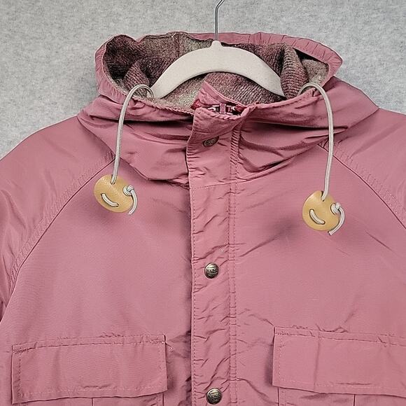 Vintage LL Bean Jacket Coat Sz M Pink Baxter State Parka Hooded Plaid Wool Lined - Picture 4 of 16